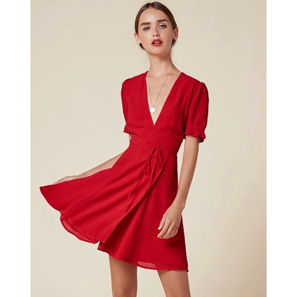 Reformation Dresses & Skirts - Reformation Lourdes Wrap Dress Red XS